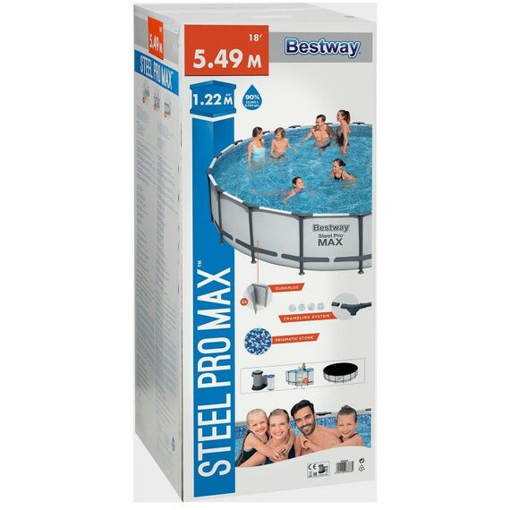 Бассейны: Бассейн каркасный BestWay Steel Pro MAX 549 х 122 см фильтр-насос, лестница, тент [56462] фотографии