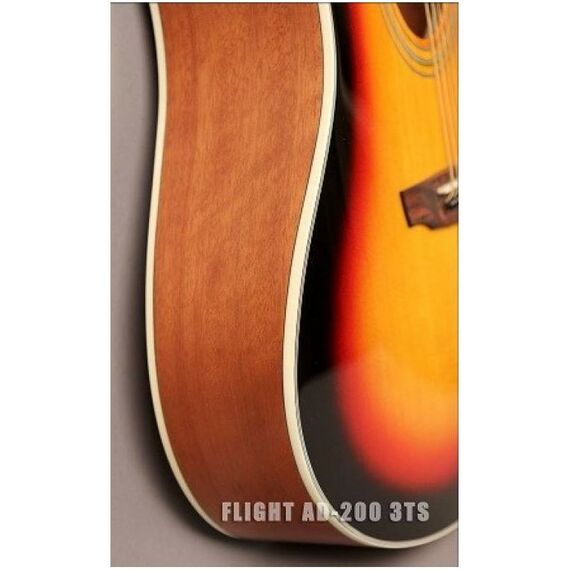 Акустические гитары: Акустическая гитара Flight AD-200 3TS Дредноут, цвет санберст, скос под правую руку фотографии