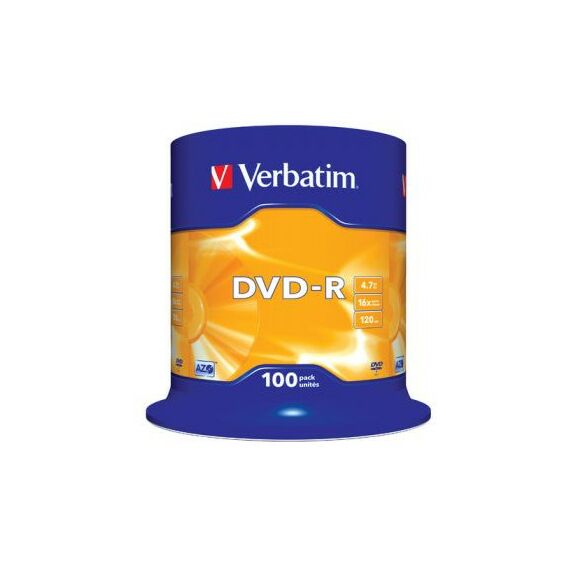 DVD±RW, DVD±R, DVD RAM диски: Диски DVD-R Verbatim 4.7Gb 16x уп. 100 шт, на шпинделе [43549] фотографии