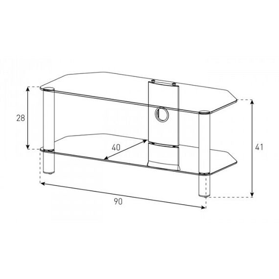 Тумбы и стойки для телевизоров: Тумба под телевизор Sonorous NEO 290 B SLV 2 полки, max нагрузка 50 кг, 410х900х400мм (ВхШхГ), черное стекло / серебристые ножки (на фото) фотографии