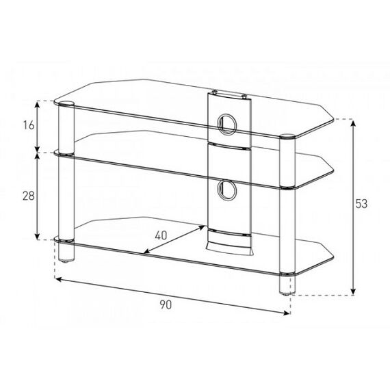 Тумбы и стойки для телевизоров: Тумба под телевизор Sonorous NEO 390 C SLV 3 полки, max нагрузка 50 кг, 530х900х400мм (ВхШхГ),  прозрачное стекло / серебристые ножки фотографии
