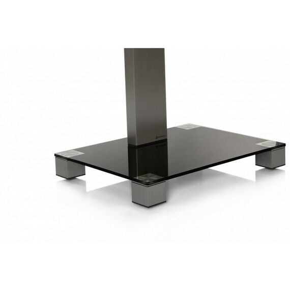Тумбы и стойки для телевизоров: Стойка под телевизор Sonorous PL 2510-B-INX 1 полка, крепеж для ТВ, max нагрузка 50кг, поворот 35o, 1460х650х500мм  (ВхШхГ),  черное стекло / ножки стального цвета фотографии