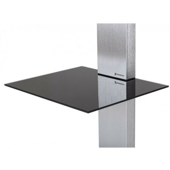 Тумбы и стойки для телевизоров: Стойка под телевизор Sonorous PL 2515-B-INX 2 полки, крепеж для ТВ, max нагрузка 50кг, поворот 35o, 1440х650х500мм  (ВхШхГ),  черное стекло / ножки стального цвета фотографии