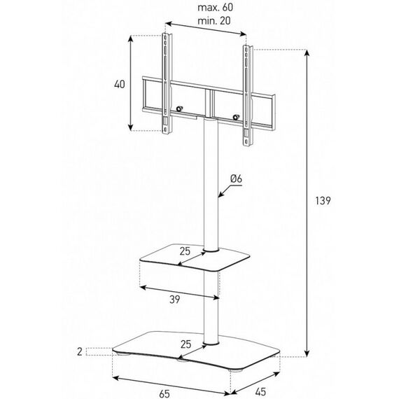Тумбы и стойки для телевизоров: Стойка под телевизор Sonorous PL 2810 WHT-WHT 2 полки, крепеж для ТВ, max нагрузка 30кг, поворот 35o, 1380х650х450мм  (ВхШхГ),  белое стекло / белые ножки фотографии