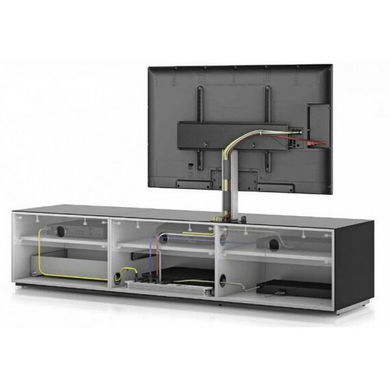 Тумбы и стойки для телевизоров: Стойка под телевизор Sonorous ST 161F WHT WHT BS нагрузка 40кг, крепеж для ТВ, угол поворота 35o, 870х1650х450мм,  белое стекло /  ножка стального цвета/ белые ящик фотографии