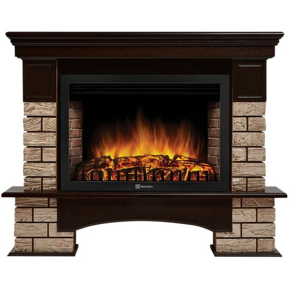 Камины: Портал Firelight Forte Wood 30 камень коричневый, шпон темный дуб [Forte Wood 30 BDO] фотографии