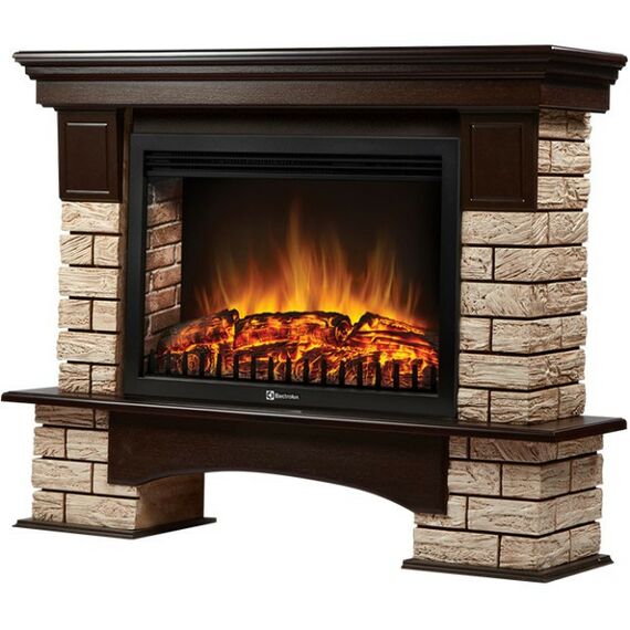 Камины: Портал Firelight Forte Wood 30 камень коричневый, шпон темный дуб [Forte Wood 30 BDO] фотографии