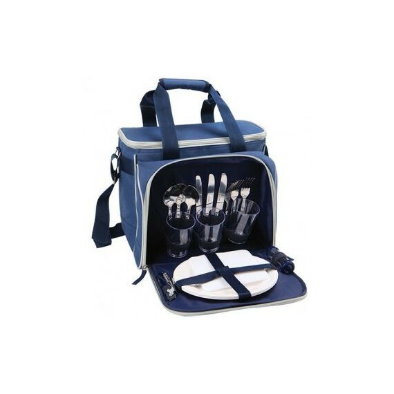Все для пикника: Набор для пикника Арктика 4100-3 синий сумка-холодильник (13.5 л) 1 шт, стакан 3 шт, вилка 3 шт, ложка 3 шт, нож 3 шт, тарелка 3 шт, солонка-перечница 1 шт, штопор 1 шт, разделочная доска 1 шт