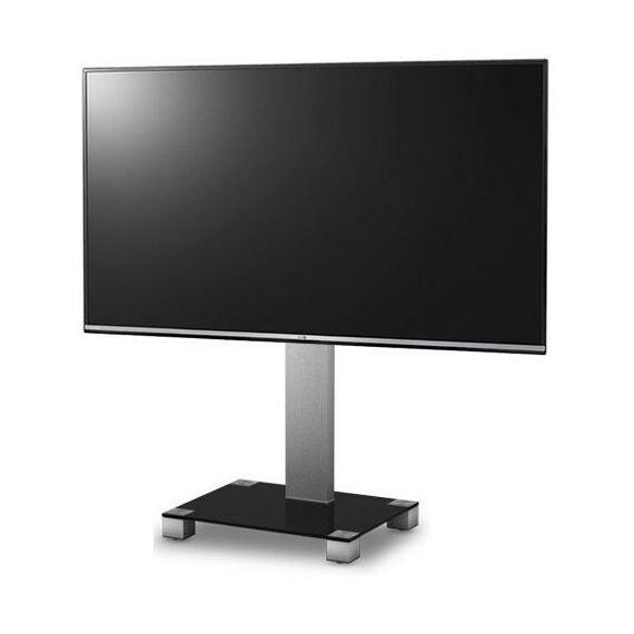 Тумбы и стойки для телевизоров: Стойка под телевизор Sonorous PL 2511-B-INX 1 полка, крепеж для ТВ, max нагрузка 50кг, поворот 35o, 1240х650х500мм  (ВхШхГ),  черное стекло / ножки стального цвета фотографии