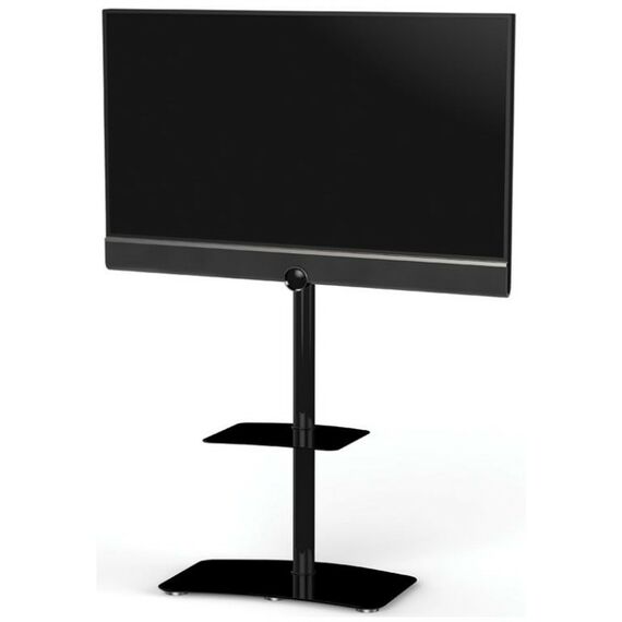 Тумбы и стойки для телевизоров: Стойка под телевизор Sonorous PL 2810 BLK-HBLK 2 полки, крепеж для ТВ, max нагрузка 30кг, поворот 35o, 1380х650х450мм  (ВхШхГ),  черное стекло / черные ножки фотографии