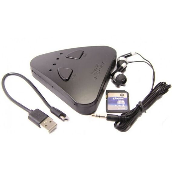 Цифровые диктофоны: Стационарный диктофон Edic-mini 3D recorder 3 микрофона, воспроизведение, динамик, одновременная запись на 2 SD карты, чувствительность до 18м, цифровая подпись, размер 20*98*98мм, 66г, пластик, автономность до 150ч фотографии