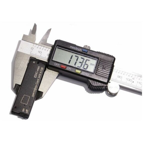 Цифровые диктофоны: Цифровой диктофон Edic-mini Card24S А106 металл, размер 5*17*57мм, вес 8г, автономность до 75ч, аккумулятор фотографии