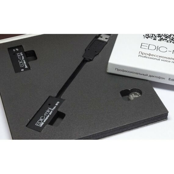 Цифровые диктофоны: Цифровой диктофон Edic-mini Tiny+ B70-75HQ пластик, размер 7*15*37мм, вес 7г, автономность до 12ч, батарейка фотографии