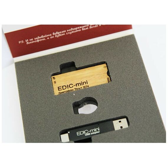 Цифровые диктофоны: Цифровой диктофон Edic-mini Tiny+ B74-1-150HQ Металл, размер 4*28*57мм, вес 9г, автономность до 30ч, батарейка фотографии