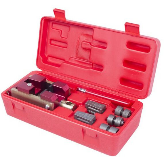 Демонтажный инструмент: Приспособление для развальцовки тормозных трубок МАСТАК 102-10046C 4.75, 6 мм, кейс, 7 предметов фотографии