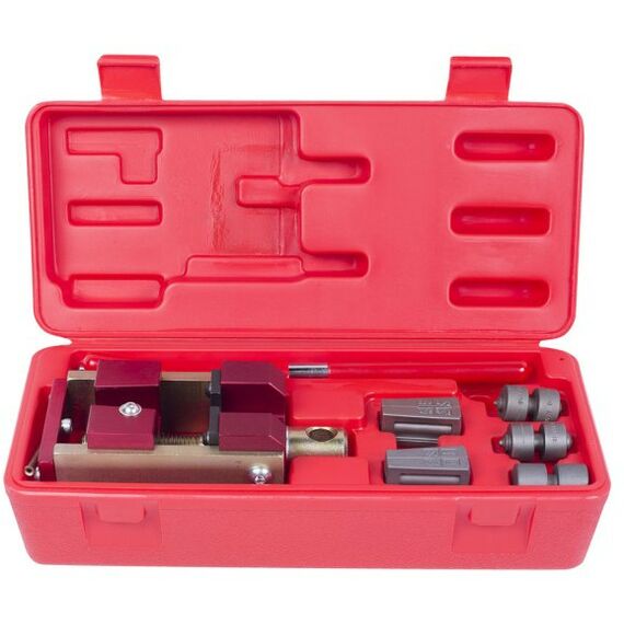 Демонтажный инструмент: Приспособление для развальцовки тормозных трубок МАСТАК 102-10046C 4.75, 6 мм, кейс, 7 предметов фотографии