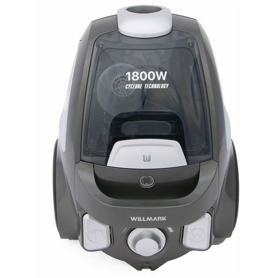 Пылесосы: Пылесос WILLMARK VC-1865CY 1800 Вт/330Вт, фильтр высокой очистки, регулировка мощности, цвет серо-черный фотографии