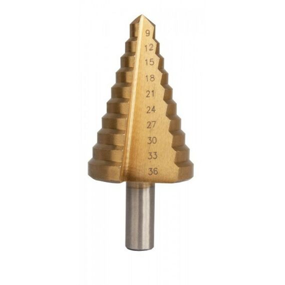 Буры, пики, коронки, сверла: Сверло Практика 774-481 по металлу, ступенчатое, 9-36 мм, шаг 3 мм фотографии