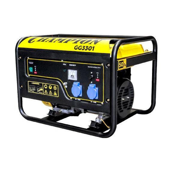 Электростанции: Электростанция бензиновая Champion GG 3301С 2.8/3.1кВт, расход 1.5л/час, бак 15л, 46кг фотографии