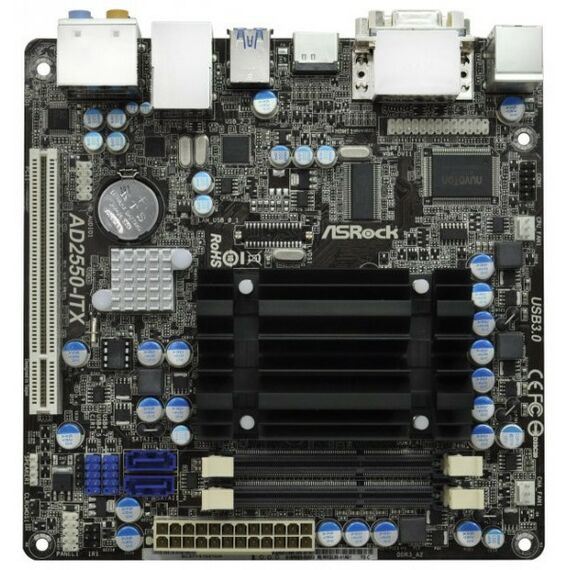 Материнские платы: Материнская плата ASRock AD2550-ITX Atom D2550 CPU onboard <Intel NM10> SVGA+DVI+HDMI GbLAN SATA Mini-ITX 2DDR-III SODIMM RTL фотографии
