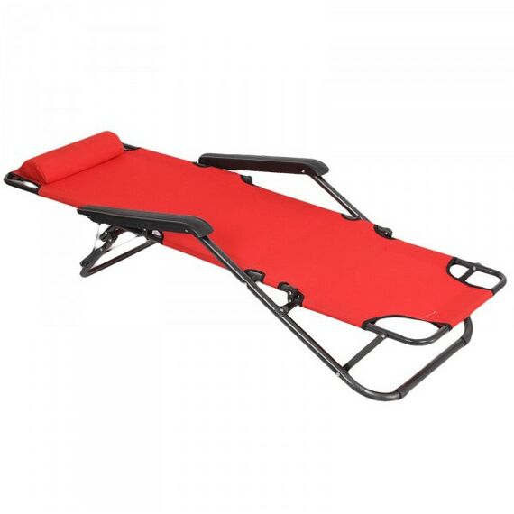 Кемпинговая мебель: Кресло-шезлонг туристическое с подголовником ONLITOP 153х60х30 см цвет красный фотографии