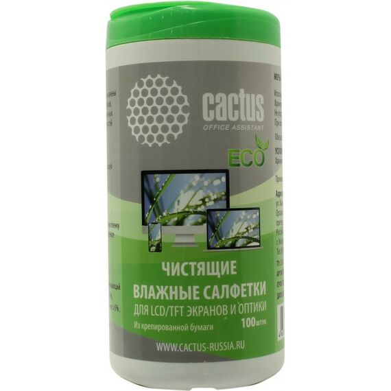 Чистящие средства: Влажные салфетки для техники Cactus CS-1001PE 100шт фотографии