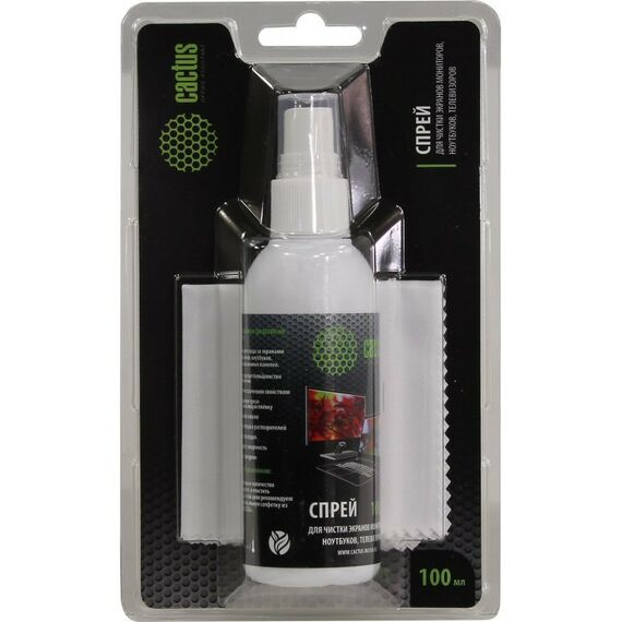 Чистящие средства: Набор для чистки экранов и оптики Cactus CS-S3001 100мл + салфетка фотографии