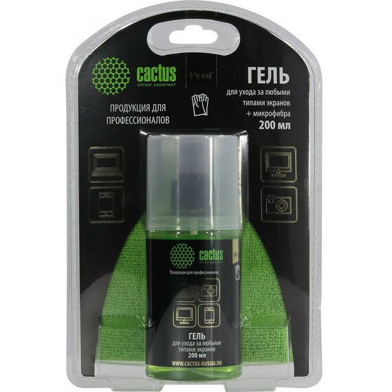 Чистящие средства: Комплект для очистки экранов Cactus CS-S3004BL 200мл + салфетка из микрофибры фотографии