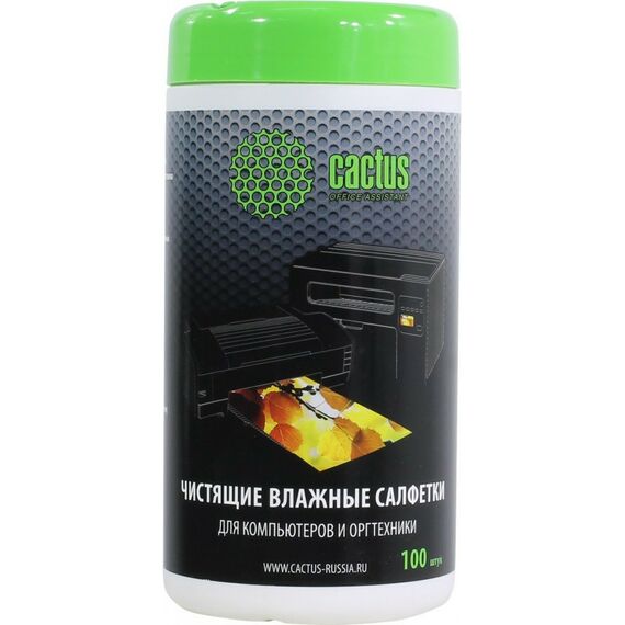 Чистящие средства: Чистящие салфетки для компьютеров и оргтехники Cactus CS-T1002 100шт фотографии