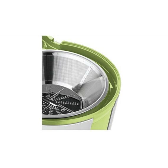 Соковыжималки: Соковыжималка BOSCH MES25G0 700Вт, цвет: белый/ зеленый, 2 скорости, широкое загр. отверстие 73мм, капля-стоп, емкость для сока 1,25л, съемный контейнер для жмыха 2л, система защитной блокировки фотографии