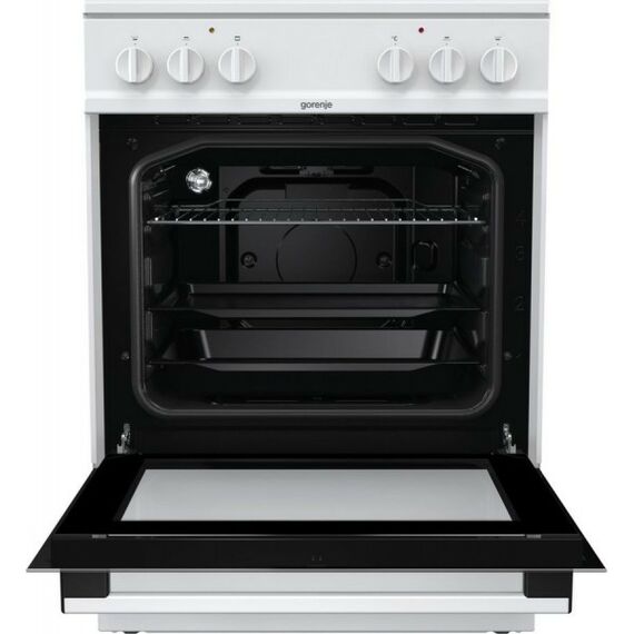 Кухонные плиты: Электрическая плита Gorenje EC6121WD стеклокерамическая варочная поверхность, электрическая духовка c грилем, освещение духовки, цвет: белый фотографии