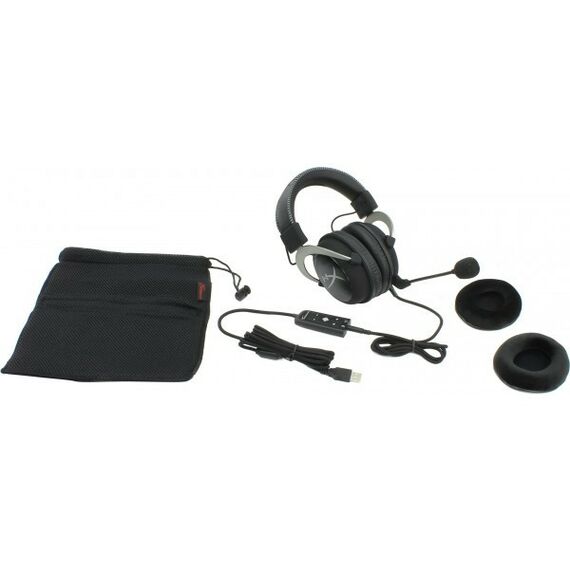 Наушники и гарнитуры: Наушники с микрофоном Kingston HyperX Cloud II с регулятором громкости, шнур 1м+2м USB Control Box [KHX-HSCP-GM] фотографии
