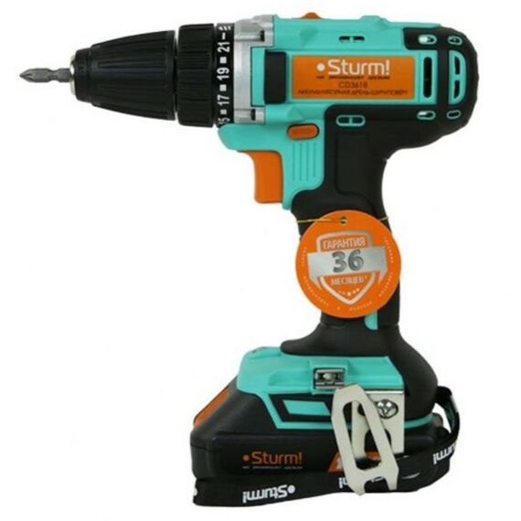Дрели и шуруповерты: Дрель-шуруповерт аккумуляторная Sturm! CD3618 18 В, 2.0 Ач, 30 Нм фотографии