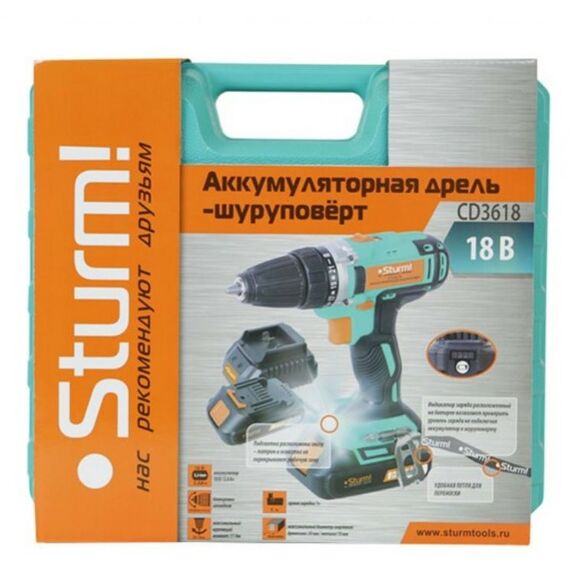 Дрели и шуруповерты: Дрель-шуруповерт аккумуляторная Sturm! CD3618 18 В, 2.0 Ач, 30 Нм фотографии