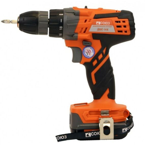 Дрели и шуруповерты: Дрель-шуруповерт аккумуляторная Союз ДШС-14К 14.4В, 2.0 Ач, 27 Нм фотографии