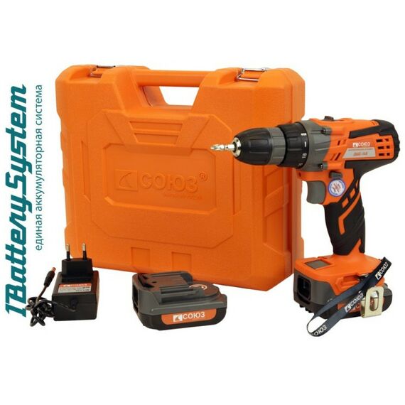 Дрели и шуруповерты: Дрель-шуруповерт аккумуляторная Союз ДШС-14К 14.4В, 2.0 Ач, 27 Нм фотографии