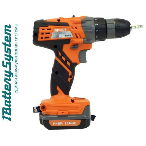 Дрели и шуруповерты: Дрель-шуруповерт аккумуляторная Союз ДШС-14К 14.4В, 2.0 Ач, 27 Нм фотографии