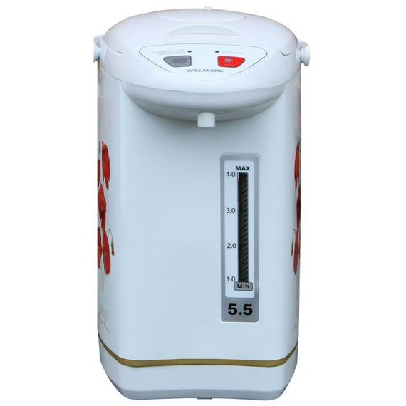 Чайники, термопоты: Термопот WILLMARK WAP-553UW белый + маки фотографии