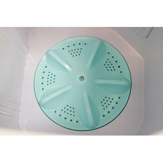 Стиральные машины: Стиральная машина WILLMARK WMS-85G полуавтомат, цвета: белое стекло - фиолетовые цветы фотографии