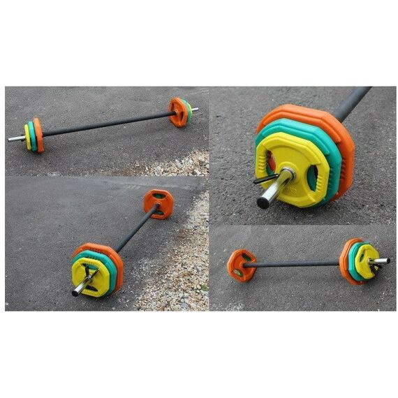 Фитнес оборудование: Штанга для аэробики PROFI-FIT 20090, обрезиненные диски (1.25 кг, 2.5 кг, 5 кг) по 2шт фотографии