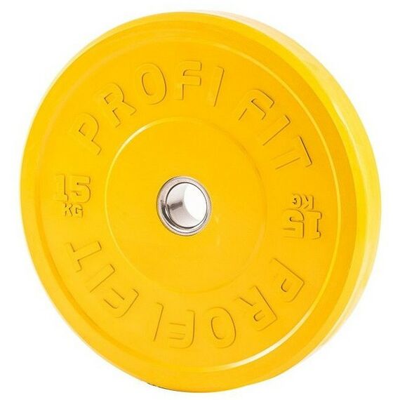 Диски d 50: Диск для штанги каучуковый PROFI-FIT D-51, 15 кг цветной фотографии