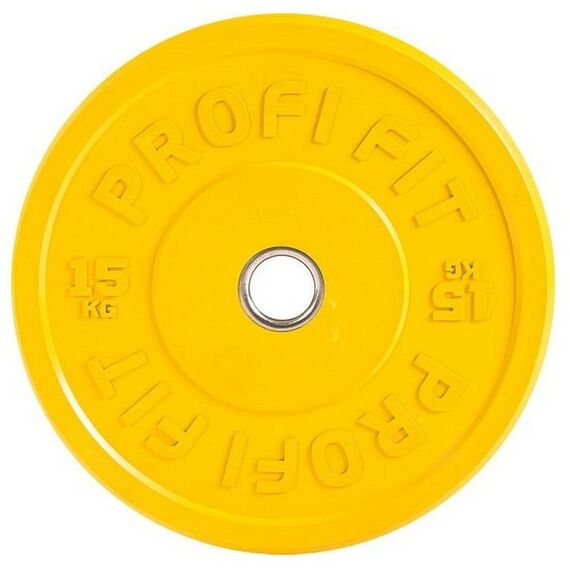 Диски d 50: Диск для штанги каучуковый PROFI-FIT D-51, 15 кг цветной фотографии