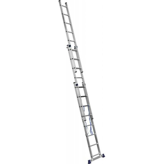 Стремянки и лестницы: Трехсекционная лестница СИБИН 38833-08 8 ступеней, со стабилизатором, алюминиевая фотографии