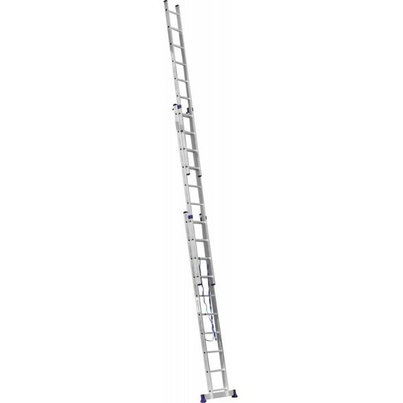 Стремянки и лестницы: Трехсекционная лестница СИБИН 38833-10 10 ступеней, со стабилизатором, алюминиевая фотографии