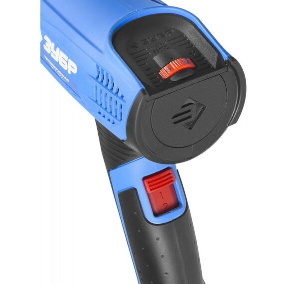 Фены технические: Фен технический Зубр Профессионал ФТ-П1800 керамический изолятор, электронная регулировка температуры, 2 режима: 80-550град, 350/550 л/мин, 1800Вт фотографии