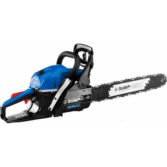 Бензопилы: Пила цепная бензиновая Зубр Профессионал ПБЦ-490 45ДП хромир. цилиндр, праймер, декомпрессионный клапан, 49 см3 (2.2 кВт), шина 45 см, 12500 об/мин фотографии
