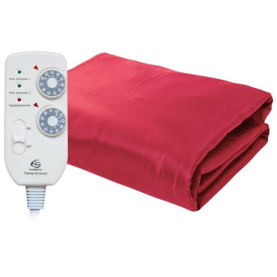 Электропростыни и одеяла: Термоодеяло электрическое двухзонное EcoSapiens TermoCapsula бордовое 220х180 см фотографии