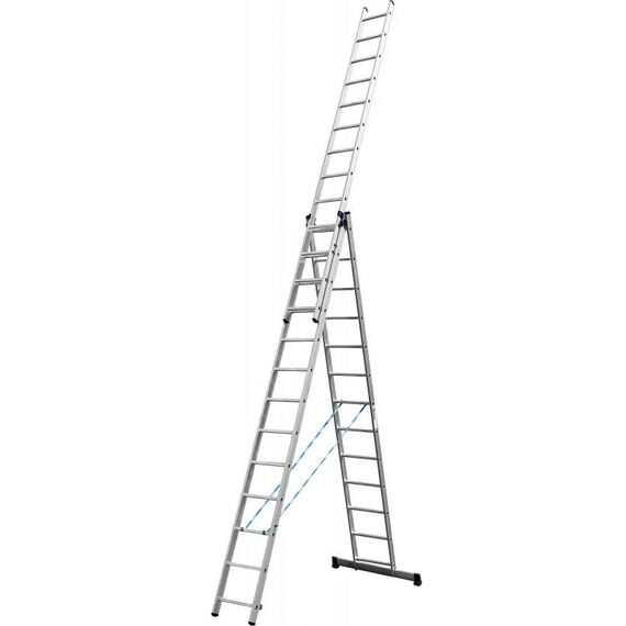 Стремянки и лестницы: Трехсекционная лестница СИБИН 38833-13 13 ступеней, со стабилизатором, алюминиевая фотографии