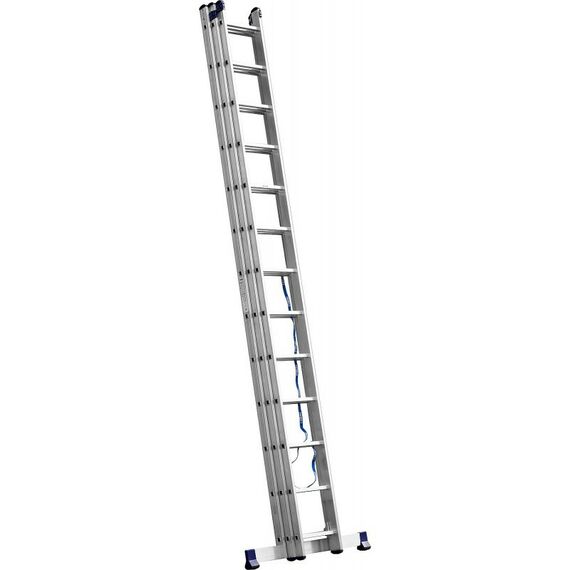 Стремянки и лестницы: Трехсекционная лестница СИБИН 38833-13 13 ступеней, со стабилизатором, алюминиевая фотографии