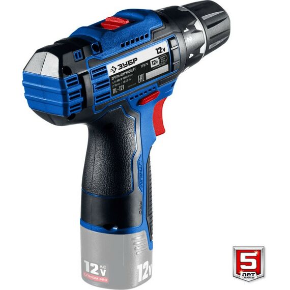 Дрели и шуруповерты: Дрель-шуруповерт Зубр Профессионал DL-121 ЗУБР 12В, без АКБ, в коробке фотографии